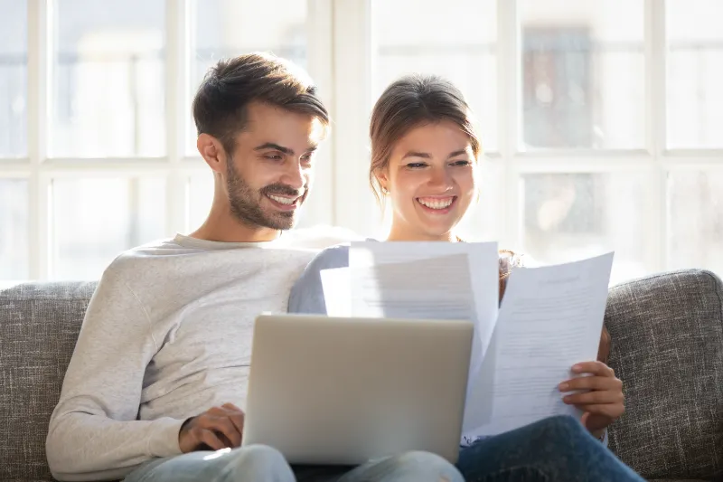 Couple looking over documents